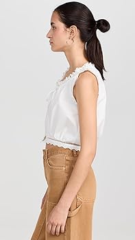 LE JEAN Women's Eyelet Cami Top, White, XS at Amazon Women's